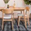 Brilliantine Dining Chair With Cushion And Wood Frame (Set of 2) - Light Beige / Natural Oak - Image 2