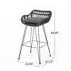 Outdoor Wicker Barstool With Cushions (Set of 2) - Gray - Image 3