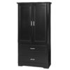 Tall Bathroom Storage Cabinet, Cabinet With 2 Doors And Drawers, Adjustable Shelf - Black - Image 12