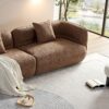Sectional Sofa With Durable Fabric, Solid Wood Frame, And High Density Sponge Fill - Camel - Image 7