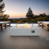 Outdoor Concrete Propane Gas Rectangle Fire Pit Table - Antique White - Image 2