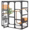 Outdoor Cat House, Diy Cat Enclosure With Double Enter Doors - Black Brown - Image 10