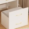 Compact 3 In 1 Vanity Desk With Open Top Mirror, Glass Desktop, 5 Height - White - Image 7