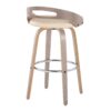 Cassis - Mid-Century Modern Fixed Height Barstool With Swivel With Round Footrest (Set of 2) - Light Gray / Cream - Image 4