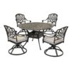 Round 4 Person 48.03" Long Aluminum Dining Set With Cushions - Dark Gray / White - Image 3