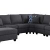 Cooper - 7 Piece Reversible L-Shape Sectional Sofa With Ottoman And Cupholder - Dark Gray - Image 4