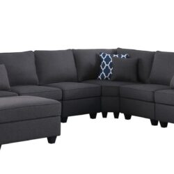 Cooper - 7 Piece Reversible L-Shape Sectional Sofa With Comfort Ottoman And Cupholder - Dark Gray