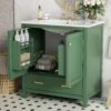 Bathroom Vanity With Single Sink, Combination Under Counter Sink, Bathroom Storage Cabinet With 2 Doors And A Drawer, Soft Closure, Multifunctional Storage - Green - Image 2