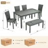 Modern 6 Piece Dining Table Set With Bench And Chairs For Dining Room Or Kitchen - Gray - Image 3