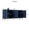 Modern 4 Door Sideboard With Creative Carved Surface And Adjustable Shelves - Light Blue - Image 3