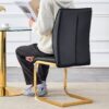 Luxurious And Minimalist Chair Covers, 2 High Elasticity Dining Chairs Arched Legs - Black / Gold - Image 9