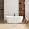 Freestanding Bathtub, Modern & Contemporary Design Soaking Tub With Toe-Tap Drain In Chrome And Classic Slotted Overflow - Glossy White - Image 2