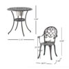 3 Piece Outdoor Aluminium Cast Bistro Set With Ice Bucket - Copper - Image 3