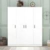 4 Door Wardrobe With 1 Drawer - White - Image 9