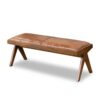 Chad - Mid-Century Modern Leather Bench - Brown / Tan - Image 9
