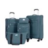 5 Piece Set (18/23/27/Travelbag /Toiletry Bag), Softshell Suitcase Spinner Wheels Terylene Polyester Luggage Sets Carry On Suitcase Luggage Lightweight Durable Suitcase - Dark Green - Image 12