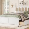 Queen Size Platform Bed With With 2 Big Drawers Twin Size Trundle - White - Image 8