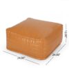 Bambo - Rectangle Pouf Ottoman Floor Cushion - Caramel - Image 3