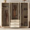 6 Doors Wardrobe Storage For Bedroom, With Big Drawers - Brown - Image 13