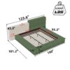 King Modern Upholstered Platform Bed With Storage Space, Sturdy And Stable Solid Wood Frame, Polyester Fabric, Easy To Assemble - Green - Image 3