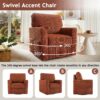 360 Degree Swivel Chair Accent Barrel Armchair With Side Pockets - Red - Image 5
