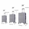 3 Piece Travel Lightweight Suitcase With Wheels, Password Lock, Business And Travel Carry On Luggage (20" / 24" / 28") - Silver Gray - Image 6