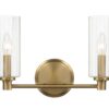 Regal - Double Light Vanity With Clear Ribbed Satin - Antique Brass / Clear - Image 2