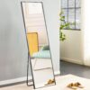 Aluminum Frame Minimalist Mirror, Bathroom Bedroom Wall Mirror, Elevating Contemporary Interiors, Can Be Wall Mounted Or Opened As A Standing Mirror - Black - Image 2