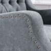 Accent Chair, Living Room Chair, Footrest Chair Set With Vintage Brass Studs, Button Tufted Upholstered Armchair For Living Room, Comfy Reading Chair For Bedroom, Reception Room - Gray - Image 8