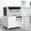 Office Furniture Copier Cabinet 2 Door Steel Copier Stand Mobile Pedestal File Printer Stand - White - Image 2