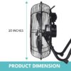 3 Speed High Velocity Industrial Heavy Duty Metal Floor, Fan With Tilting Head For Outdoor / Indoor Use - Black - Image 4