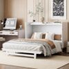 Queen Size Murphy Bed With Iron Legs, Modern Design - White - Image 20