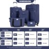 5 Piece Set (18/23/27/Travelbag /Toiletry Bag), Softshell Suitcase Spinner Wheels Terylene Polyester Luggage Sets Carry On Suitcase Luggage Lightweight Durable Suitcase - Blue - Image 3