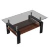 Modern Rectangular Coffee Table With Tempered Glass Top Layer - Gray - Image 7