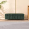 Wide Upholstered Velvet Storage Soft Bench Footstool Ottoman End Of Bed With Metal Legs, Foot Rest For Living Room, Entryway And Bedroom - Green - Image 3