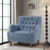 Accent Chair, Living Room Chair, Footrest Chair Set With Vintage Brass Studs, Button Tufted Upholstered Armchair For Living Room, Comfy Reading Chair For Bedroom, Reception Room - Blue - Image 27