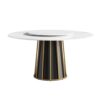 59.05" Modern Artificial Stone Round Panel Metal Iron Base Dining Table, Can Accommodate 8 People Artificial Stone Turntable (Not Including Chairs) - White / Black - Image 3
