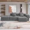 3 Piece Free Combination L Shaped Modular Sectional, Minimalist Floor Couch Set, Convertible Foam Filled Cloud Compressed Couch For Living Room - Gray - Image 19