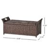 Outdoor Rattan Bench With Flair Arm And Storage - Brown - Image 3