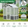 Greenhouse, Wooden Greenhouse Polycarbonate Garden Shed For Plants, Walk-In Outdoor Plant Gardening Greenhouse For Patio Backyard Lawn, Grow House With Front Entry Door - White / Gray - Image 2