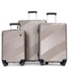 3 Piece Luggage Sets Lightweight Suitcase With Two Hooks, Spinner Wheels, (20/24/28) - Gold - Image 9