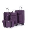 5 Piece Set (18/23/27/Travelbag /Toiletry Bag), Softshell Suitcase Spinner Wheels Terylene Polyester Luggage Sets Carry On Suitcase Luggage Lightweight Durable Suitcase - Purple - Image 11