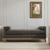 Elegant Upholstered Bench, Daybed, Ottoman With Wood Legs & 2 Bolster Pillows For End Of Bed, Bedroom, Living Room, Entryway - Gray - Image 5