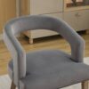 Wide Modern Barrel Open Back Upholstered Accent Chair With Weathered Solid Wood Legs Dining Chairs For Dining Room, Club, Kitchen - Gray - Image 8