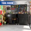 Rolling Metal Tool Storage Cabinet, Lockable Garage Storage Cabinet, Locking Metal Storage Cabinet With Wheels, Rolling Tool Chest, Assembly Required - Black - Image 7