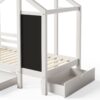 Twin House Bed With Blackboard And Drawers, 2 Assembly Options - White - Image 12