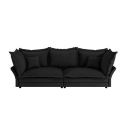 Modern Comfy Upholstered Sofa Cloud Couch, Deep Seat Couches With Multiple Large Soft Pillows, Convertible Deep Seat Chaise Longue For Living Room - Black