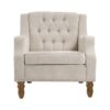 Accent Chair, Living Room Chair, Footrest Chair Set With Vintage Brass Studs, Button Tufted Upholstered Armchair For Living Room, Comfy Reading Chair For Bedroom, Reception Room - Beige - Image 12