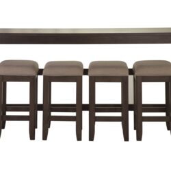 Console Table With 4 Stools - Dark Brown