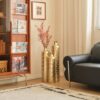Floor Metal Vases Decorated White Metal Vases (Set of 3) Gorgeous Home Decoration Large Glazed Metal Vases - Golden - Image 11